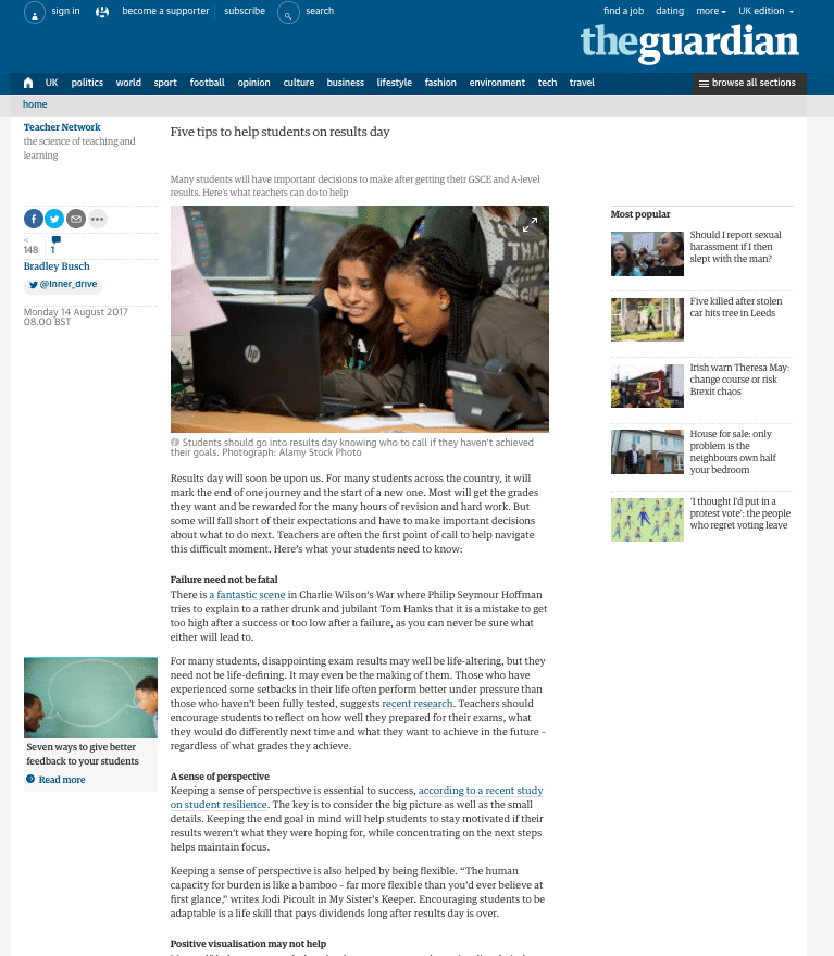 Tips to help students on results day